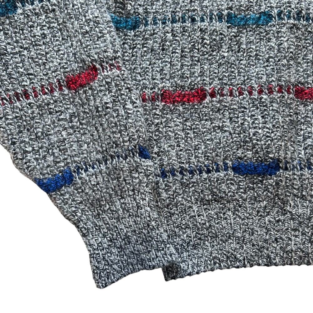 Vintage Gray Wool Sweater Men Sz Large 80s Dadcore Scandinavian Knit Retro Artsy - Picture 14 of 16